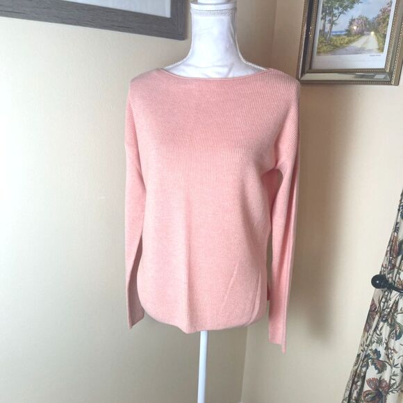 NWT GAP Womens Pink Pull Over Knit Sweater Oversize Cozy Preppy Classic Coastal - Picture 1 of 16